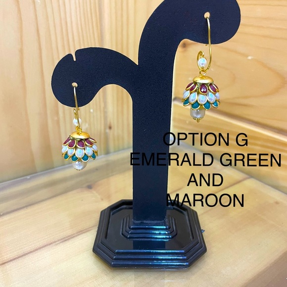 Ethnic Versatile Dangling Earrings w/ Stonework and Pearls - In Many Colors! - Picture 13 of 16